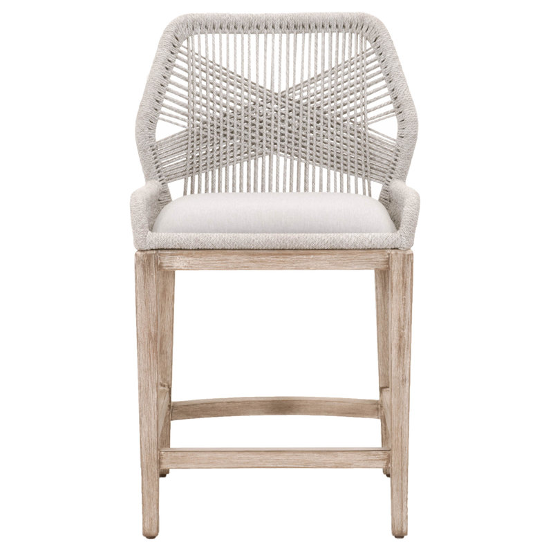 Tabouret de bar et de comptoir Mitali, Taupe et blanc, Tabouret de comptoir (assise de 26 po de hauteur), Gris naturel