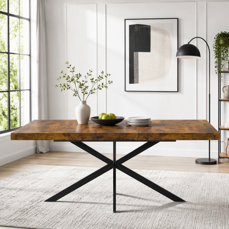 Extendable Dining Room Table for 4 6 8, 55"-70.9" Kitchen Table Rectangle Wood, Expandable Dining Table with Hidden Storage, Space Saving Farmhouse Kitchen Table for Kitchen Dining Living Room