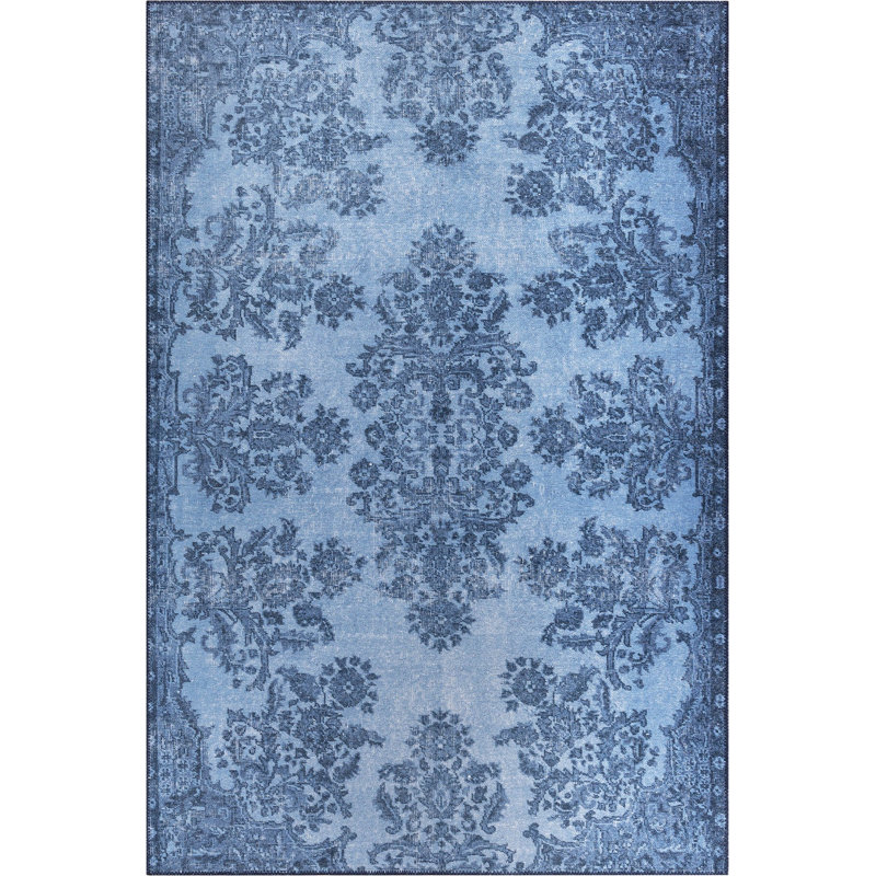 Premium Blue Area Rug, 2.5 x 5.0 Feet | 100% Polyester, 1850 g/m² | Soft 0.16 in Pile Height, Recycled Poly Cotton Underside | Ideal for Living Room, Bedroom, & Home Décor | Durable & Easy to Maintain