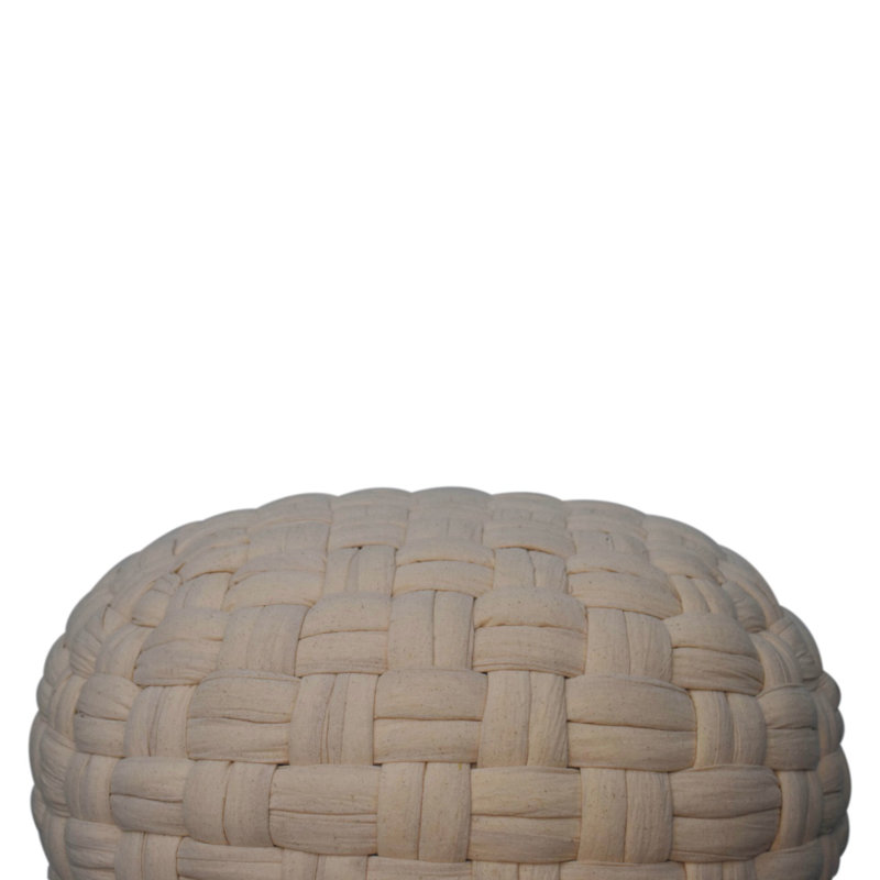 Kresten 48cm Wide Round Solid Colour Pouffe Ottoman, White
