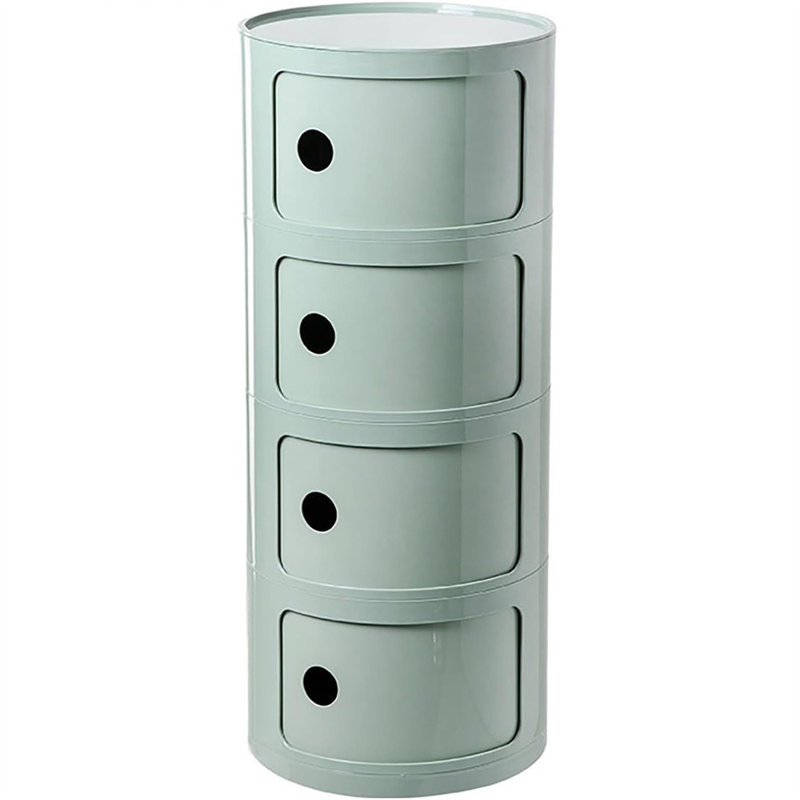 Modern Stackable Round Nightstand with Storage – 4-Tier Side Table Cabinet with Drawers, Grass Green