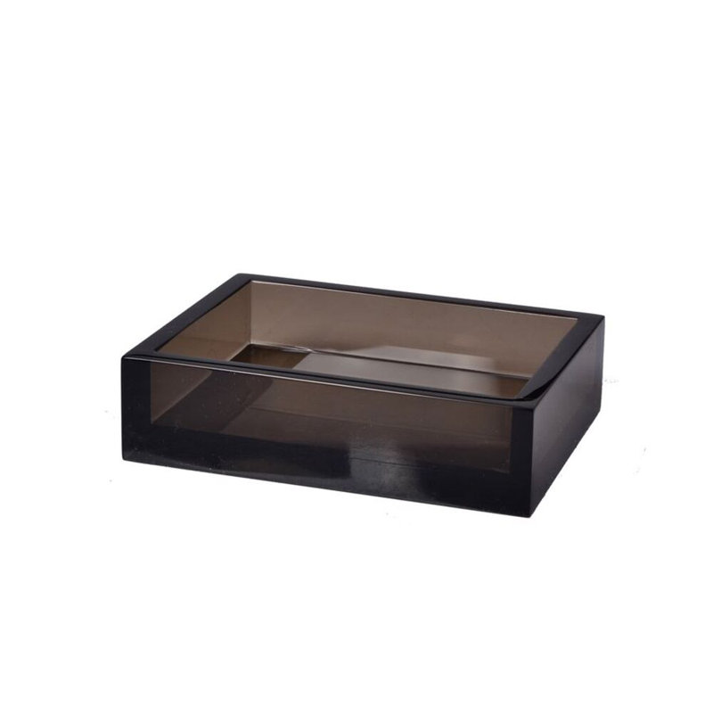 Mike + Ally Luxury Ice Smoked Lucite Soap Dish for Bathroom, Smoked