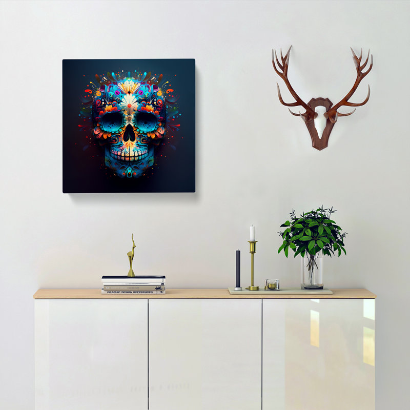 Sugar Skull Expressionism - Wrapped Canvas, 50cm H x 50cm W x 3cm D