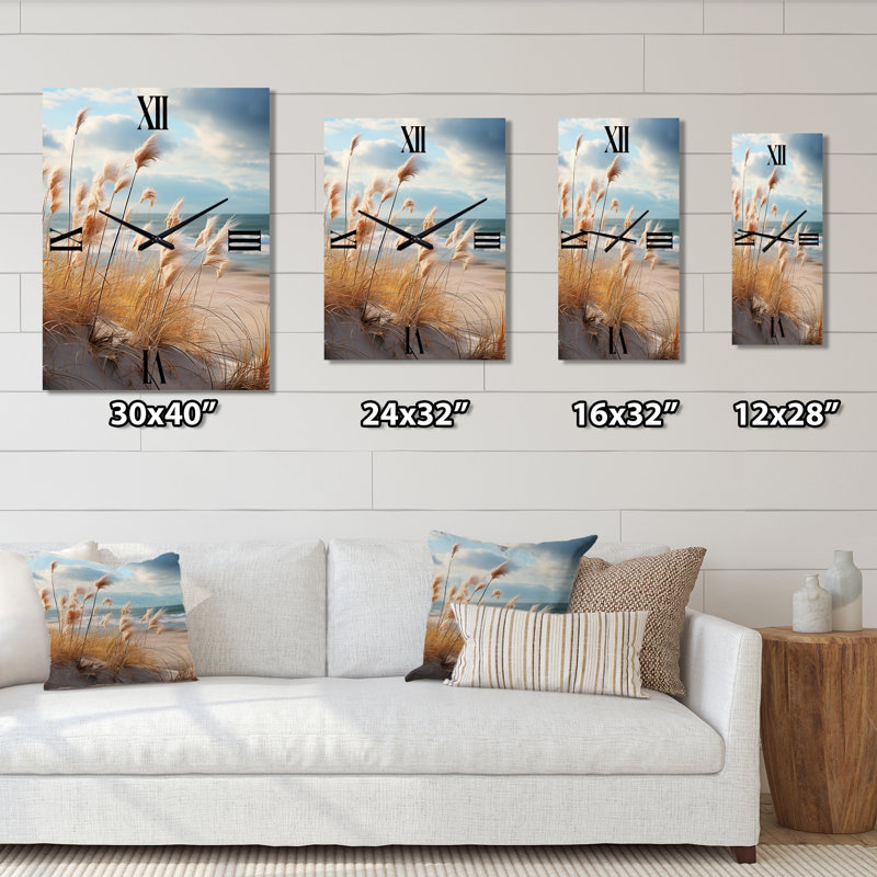 Photo de plage harmonie côtière I - Horloge murale nautique et de plage surdimensionnée, H 32 po x l 24 po x P 1 po