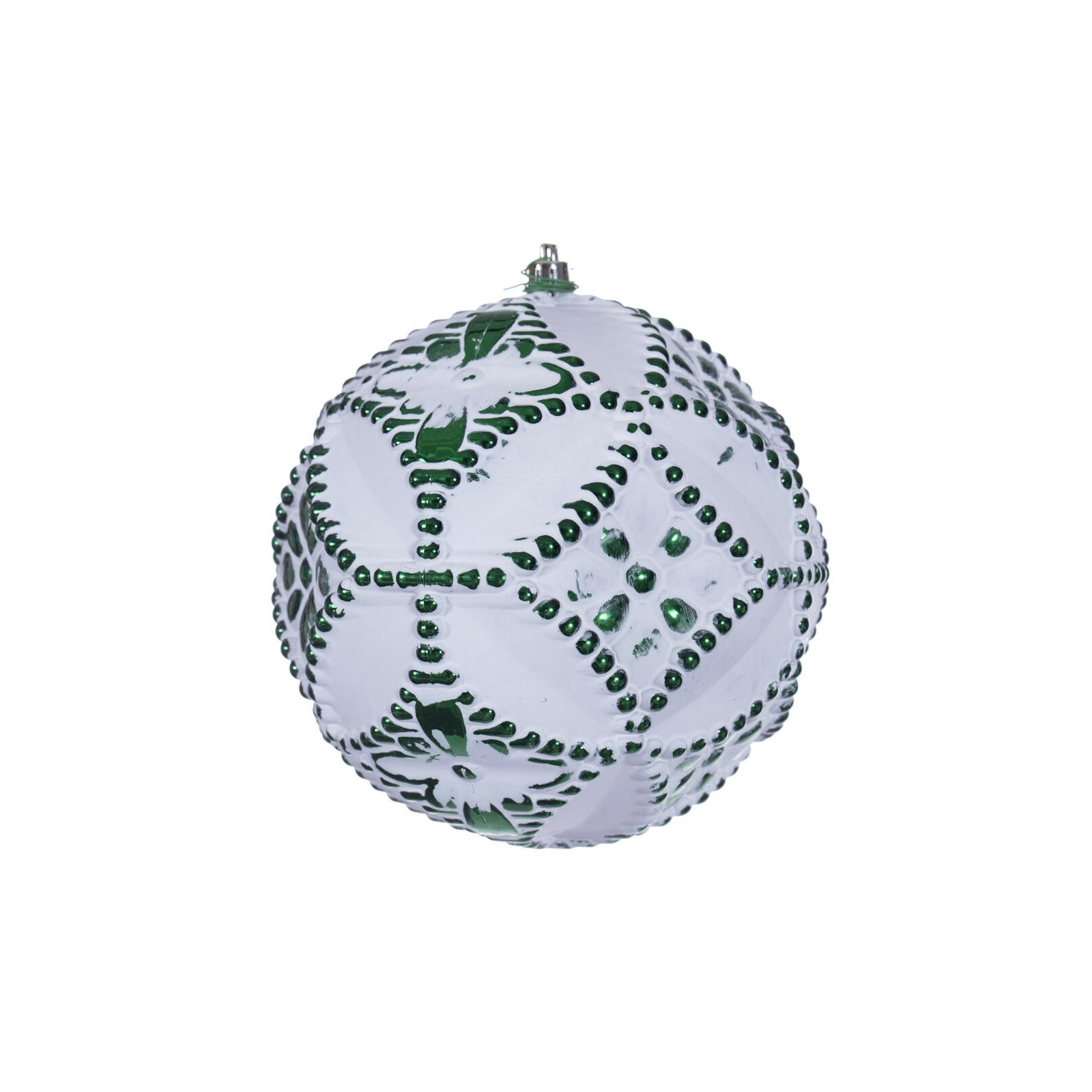 Etch Antique White Brush Ornament Set., Emerald Green, 6" H x 6" W x 6" D