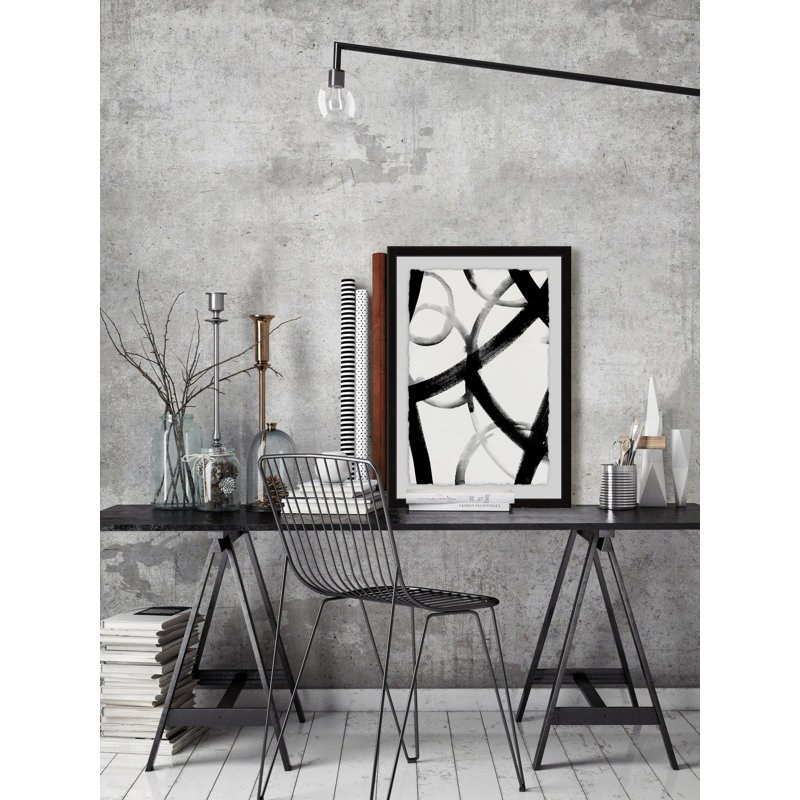 Monochrone Ripple III - Peinture encadrée, H 45 po x l 30 po x P 3,5 po