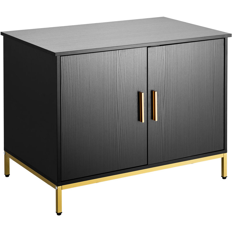 Enceinte pour litière pour chat, table de bout moderne de 27,6 po, pieds en métal, poignée, fermée pour bloquer les odeurs, spacieuse et compatible avec la plupart des bacs à litière, style détails réfléchis, blocage des odeurs, intérieur,
