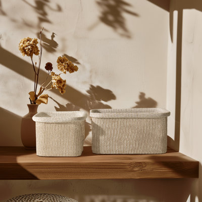 Ensemble de 2 paniers de rangement en tissu mélangé
