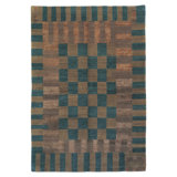 Freshwater Checkered Area Rug in Blue/Brown