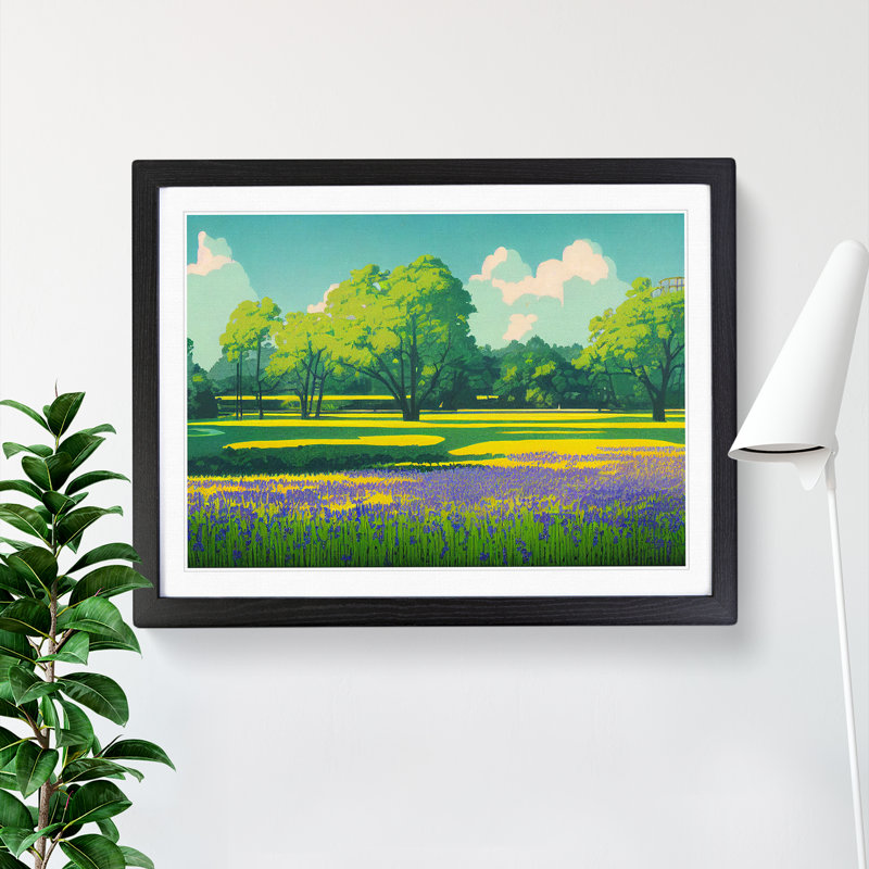 Miraculous Bluebell Field - Framed Print, Black, 46cm H x 64cm W x 2cm D