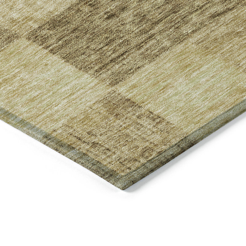 Gold Rectangular Synthetic Non-slip Washable Rug 30" x 20"
