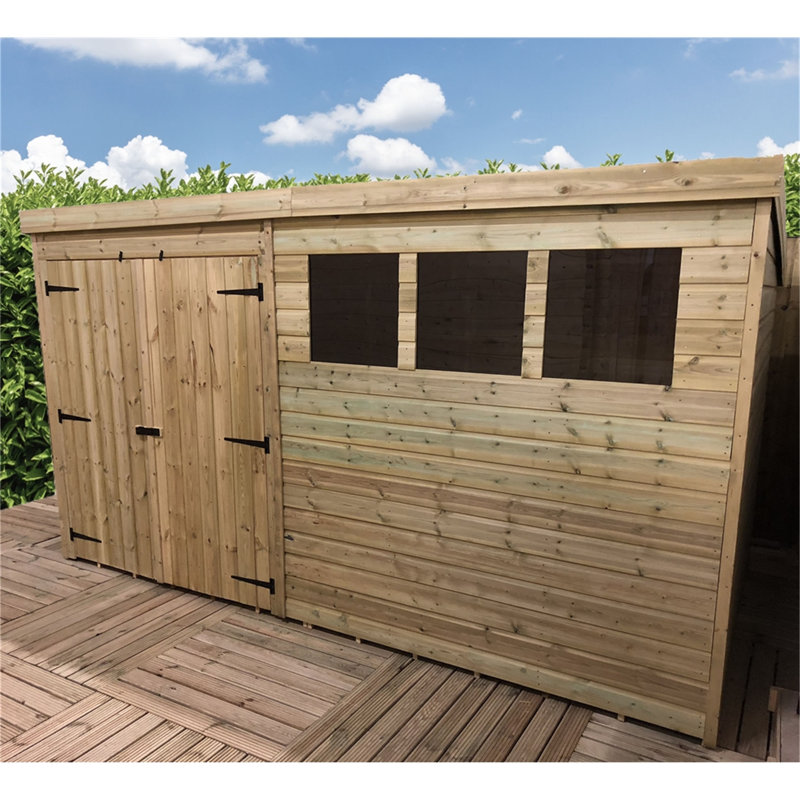 Shantris 12 ft. W x 3 ft. D Solid Wood Garden Shed