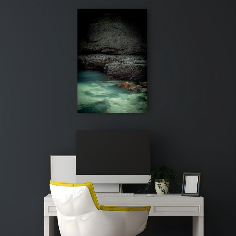 «Hidden Grotto Waters Serene Tranquil Abstract Landscape Nature», reproduction d'art murale, 18" H x 12" W