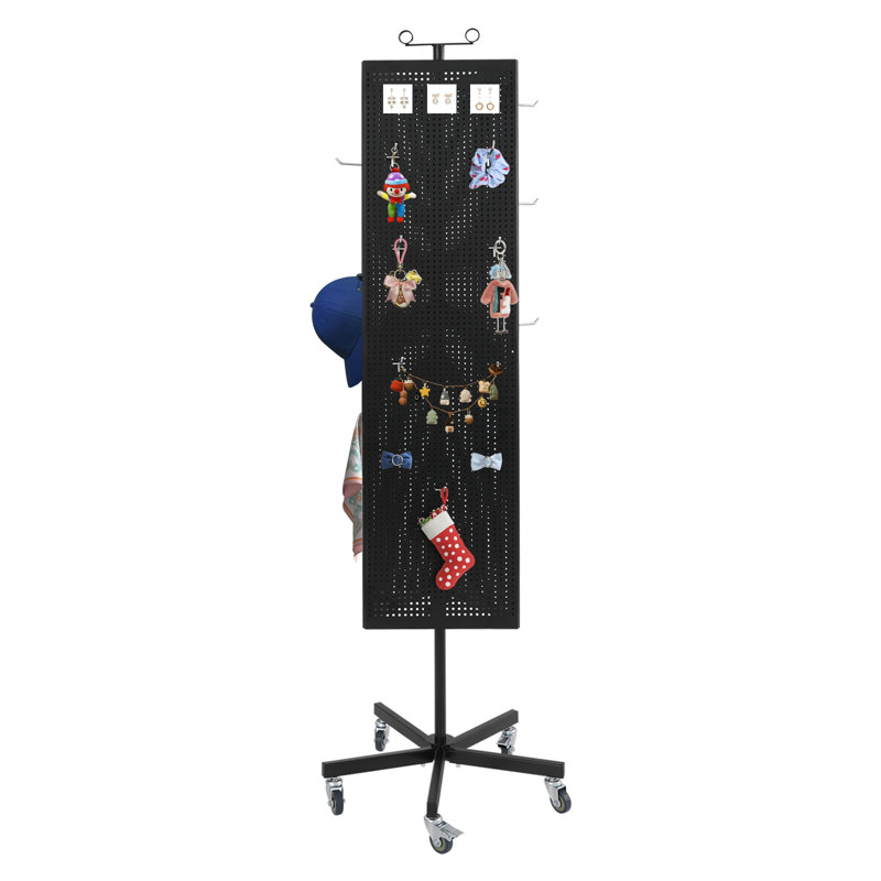 66''H Metal Triangular Pegboard Panels Display With Base