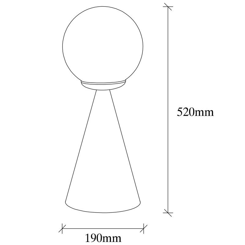 Lampe de table élégante avec corps en métal, capuchon en verre blanc, 7,5 x 7,5 x 17,3 pouces | Douille E27 (40 W maximum), câble de 78,7 pouces | Conception élégante IP20 pour le décor de salon, de chambre à coucher et de bureau