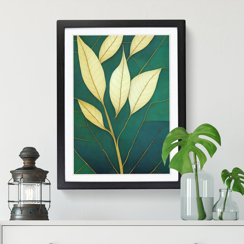 Bentor Ivy Leaf Geometric - Single Picture Frame Print, 64cm H x 46cm W x 2cm D, Walnut