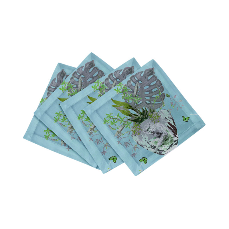 Monkey Large Jungle Cotton Sateen Cocktail Napkins, Bedford