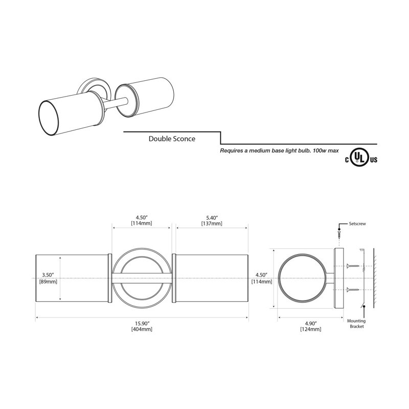 Latitude II 2 - Light Wall Sconce | Vanity Light, Mount Horizontally or Vertically, Matte Black