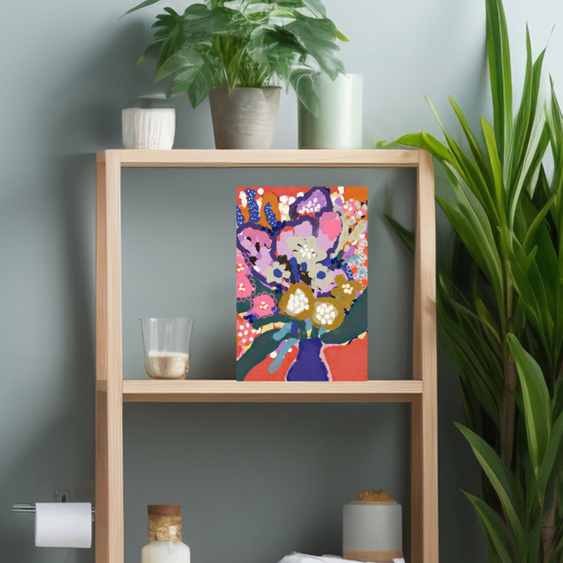 Art mural abstrait avec fleurs printanières, H 18 po x l 12 po