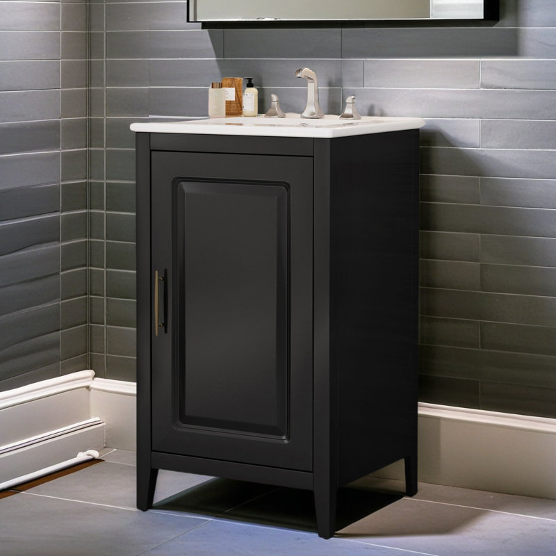 Meuble-lavabo de 20,3 po avec lavabo, tiroir fonctionnel, tablette de porte, porte à fermeture en douceur