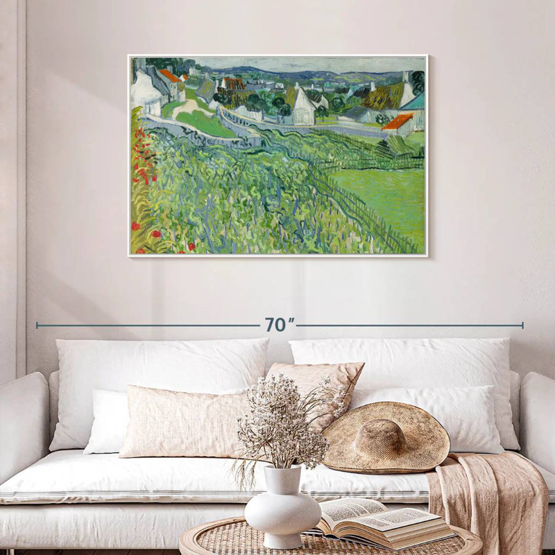 Vignobles à Auvers, Cadre flottant blanc, 43 po x 29 po