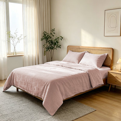 100% Flax Linen Solid Duvet Cover Set with Pillow Shams