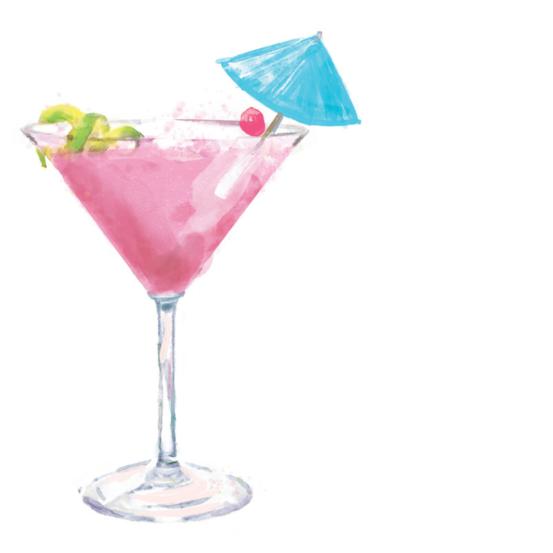 Lets Do Cocktails Pink Drink - Wrapped Canvas Painting, 91cm H x 91cm W x 3.8cm D