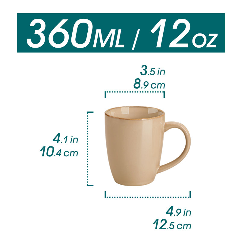 Stoneware Coffee Cup, Set of 4, 360ml, Brown
