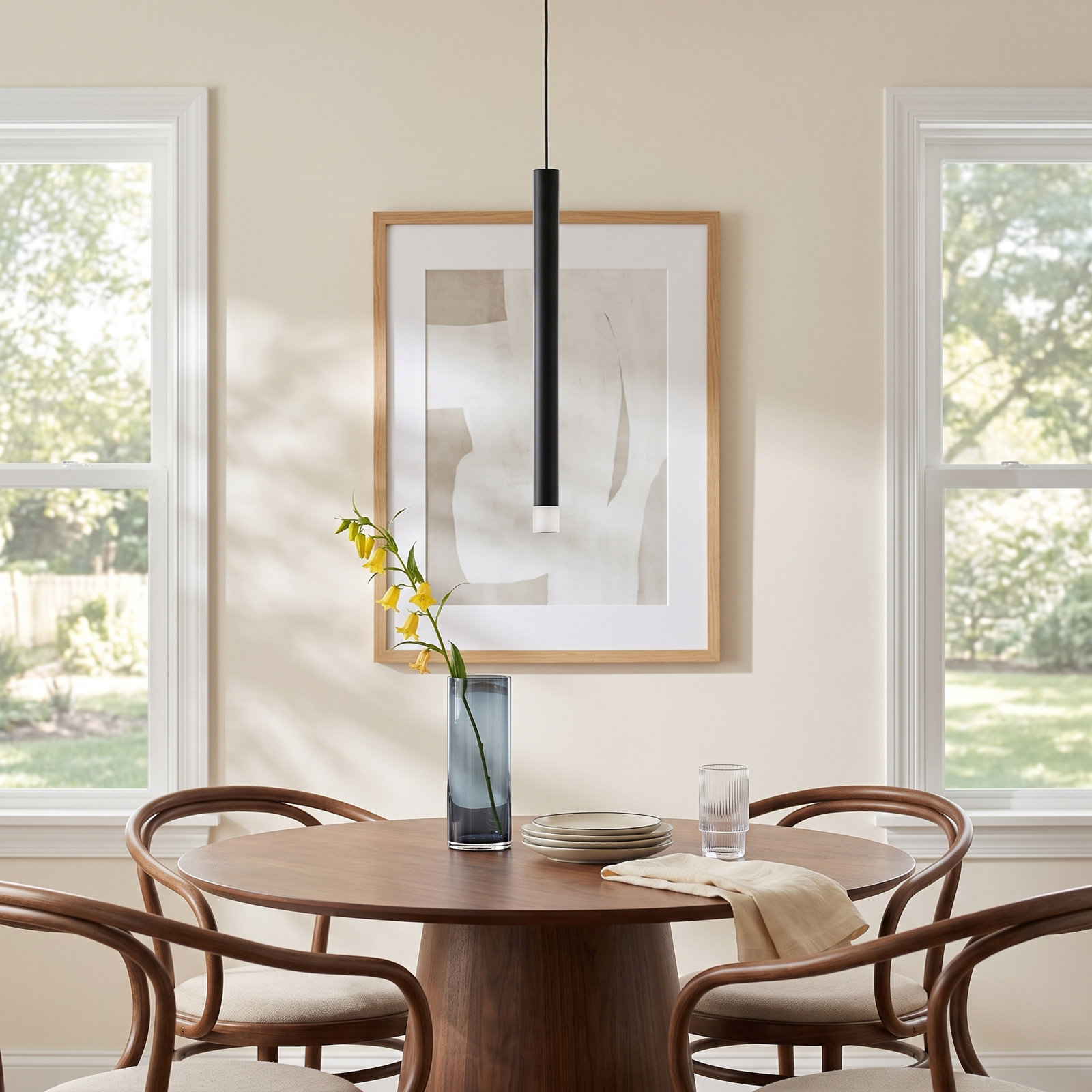 Single Light Dimmable LED Pendant, Black