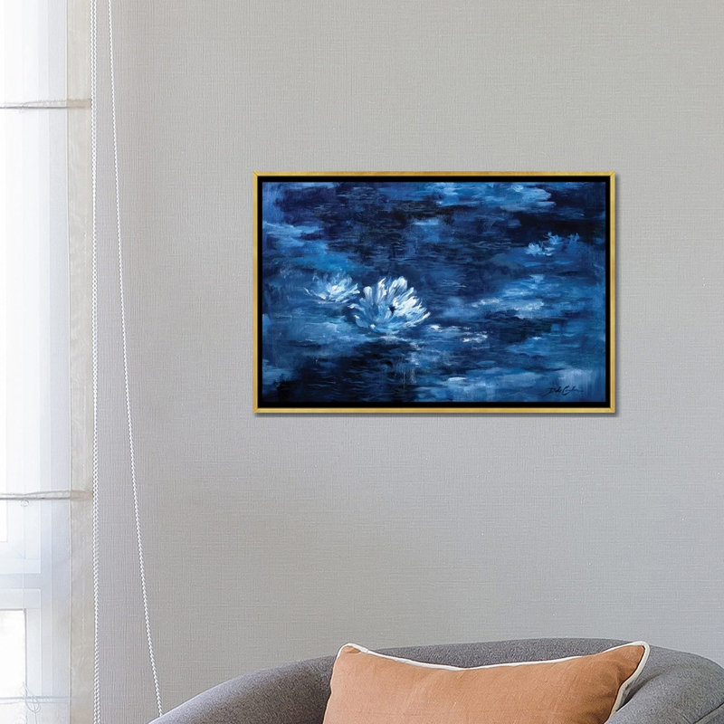 Reproduction d’art, "par le Moonlight" par Debi coules, H 18 po x l 26 po x P 1,5 po, Toile encadrée d'or, Pas de tapis