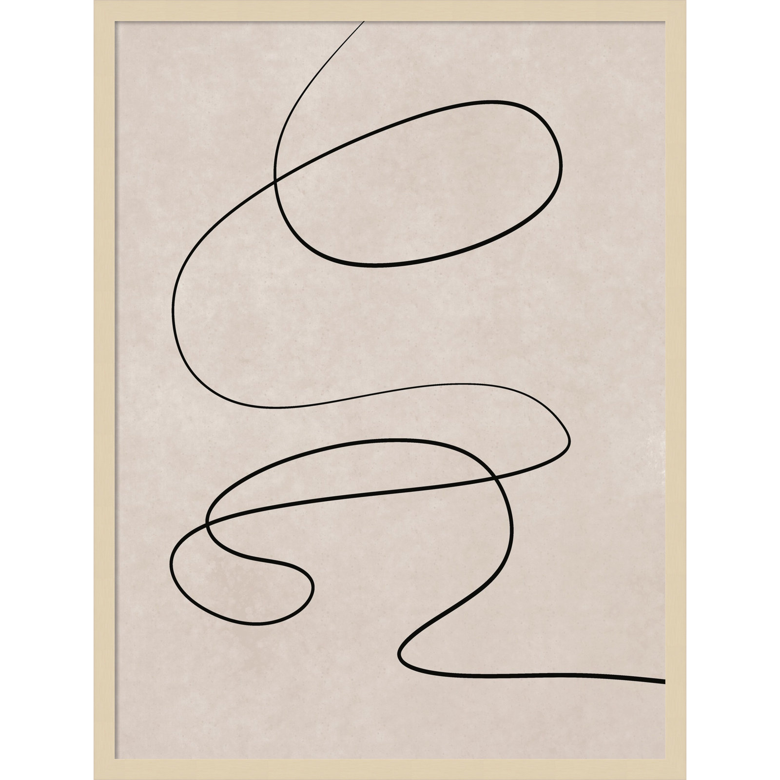 Black Line and Textured Beige Print, 33" H x 25" W, Brown