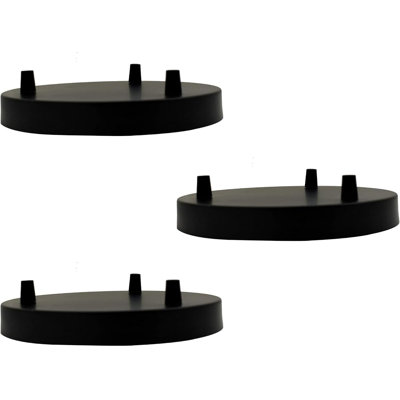 3 Pack Black Metal 3 Outlet Ceiling Rose 200mm Durable Ceiling Canopy Plate 25mm Height Pendant Light Fitting Base for Home Decorative Lighting Fixtures Ceiling Pendant Lamp Holder Accessory Kit