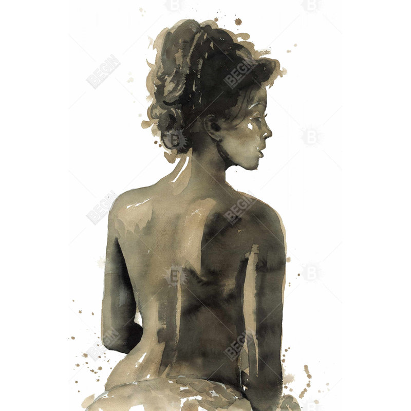 "Le dos de la femme en sépia", H 36 po x l 24 po