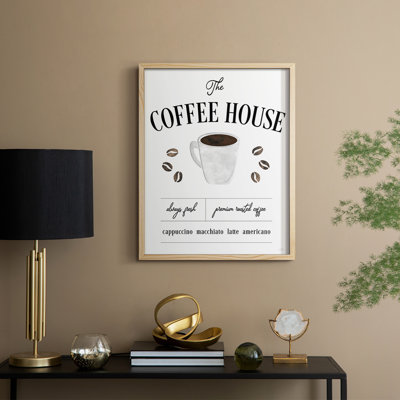«Always Fresh Coffee House», reproduction encadrée - bois massif