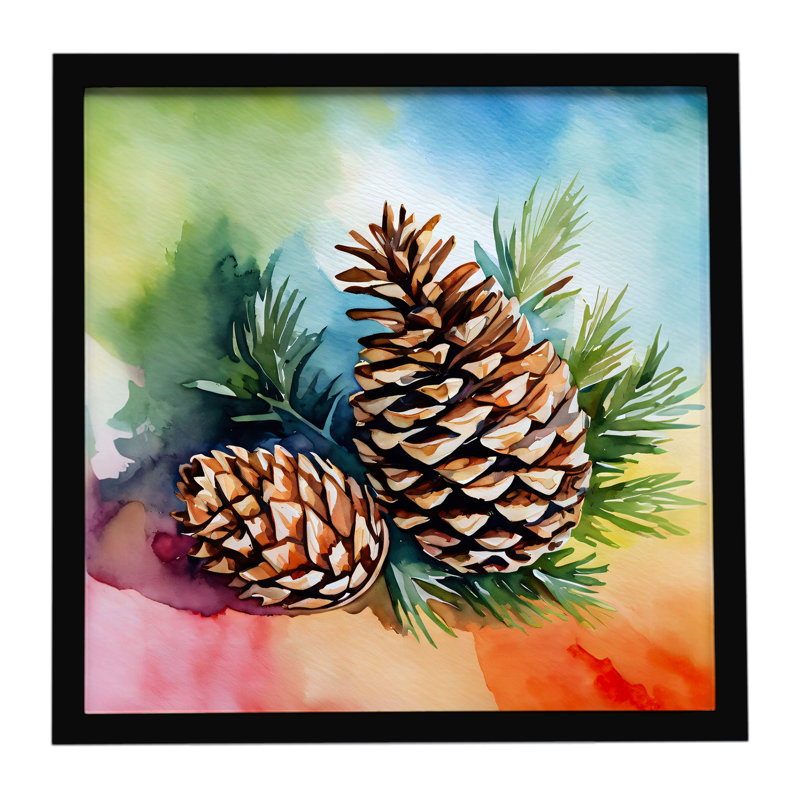 «Maine White Pine Cone and Pampels», reproduction d'art encadrée