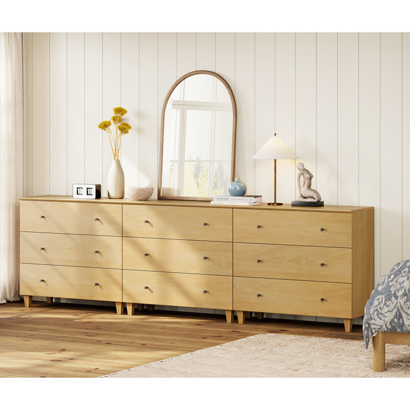 Kids Dresser With 9 Drawers For Children's Room, 3-In-1 Dresser For Bedroom, 106"W, Oak