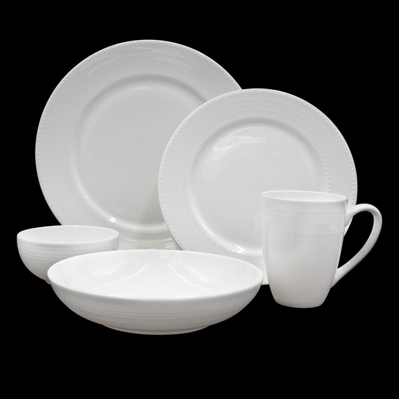 Annabel White Porcelain 40-Piece Dinnerware Set, Service for 8