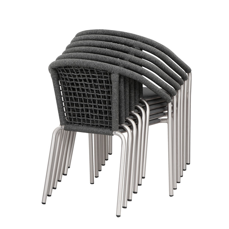 Fauteuil de salle à manger d'extérieur empilable en aluminium avec coussin Pangea Home Catlin