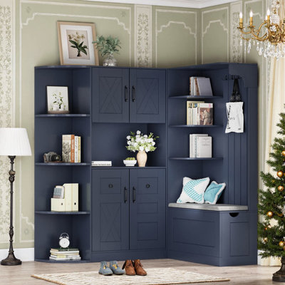 Multi-Functional 2-In-1 Hall Cabinet With Storage & 4 Hooks