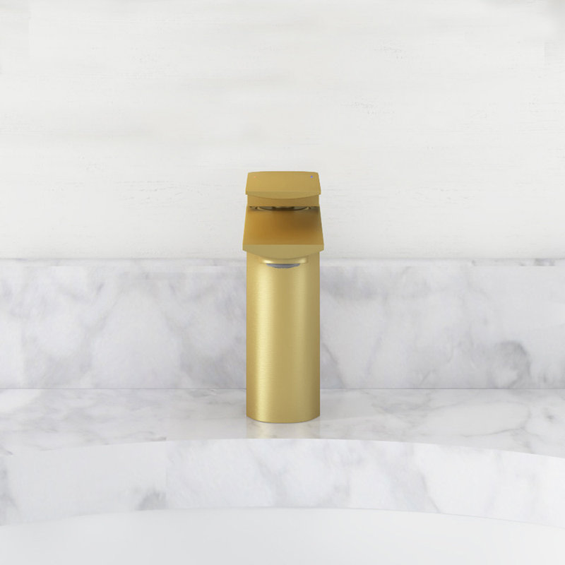 Single Handle Low Arc Bathroom Lavatory Vanity Sink Faucet, Gold