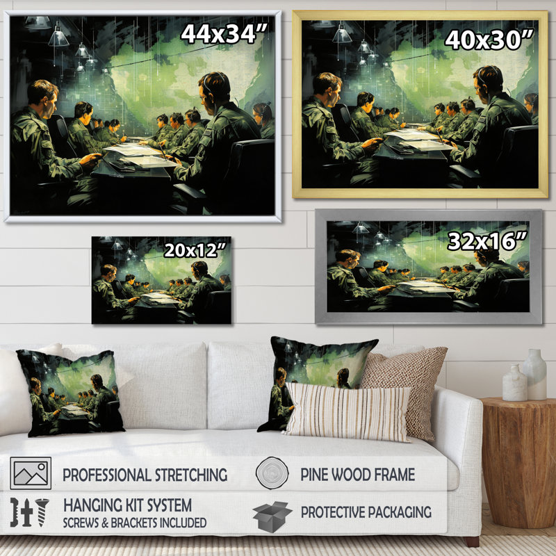 "Military Mission Command II", reproduction sur toile, H 12 po x l 20 po x P 1 po, Cadre flottant doré