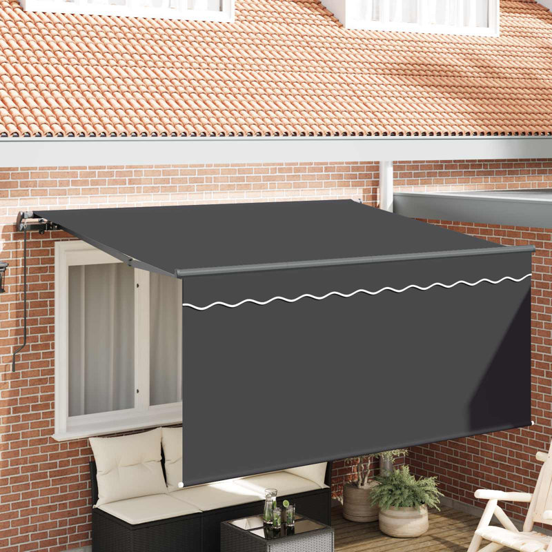 VidaXL 200cm D Retractable Patio Awning, 165cm H x 300cm W x 200cm D, Anthracite