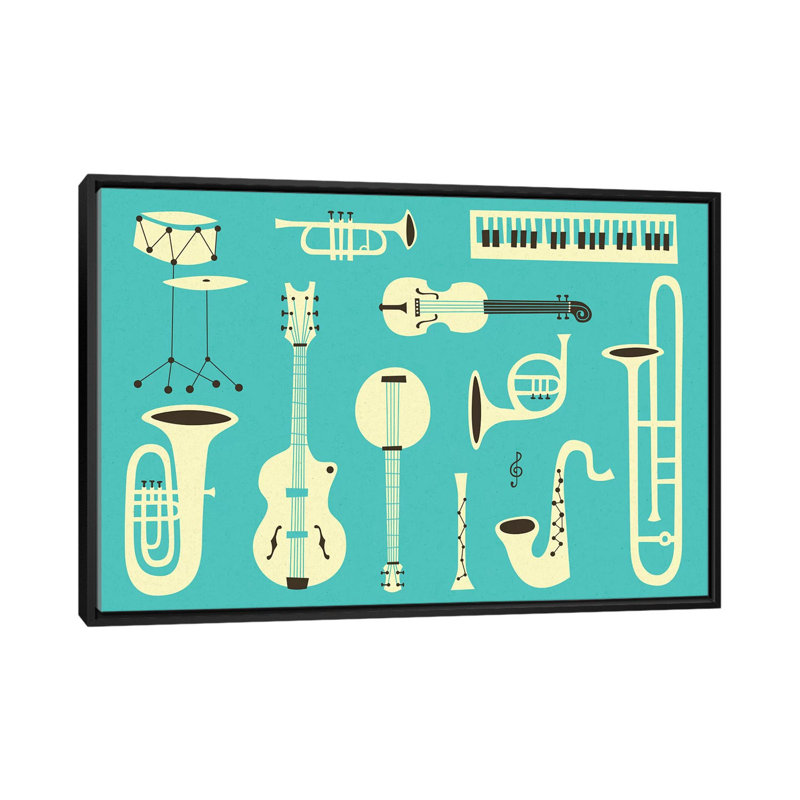 « just jazz ii », impression sur toile, Toile avec cadre noir, Pas de tapis, H 32 po x l 48 po x P 1,5 po