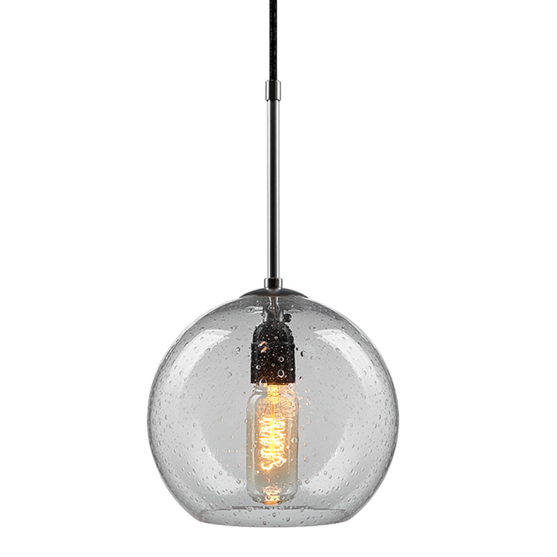 Mini-luminaire suspendu 1 lumière Bobo 3, Transparent, Chrome mat