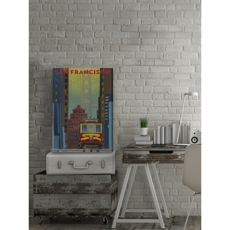 Iconic San Francisco par - peinture sur toile tendue, H 18 po x l 12 po x P 1,5 po