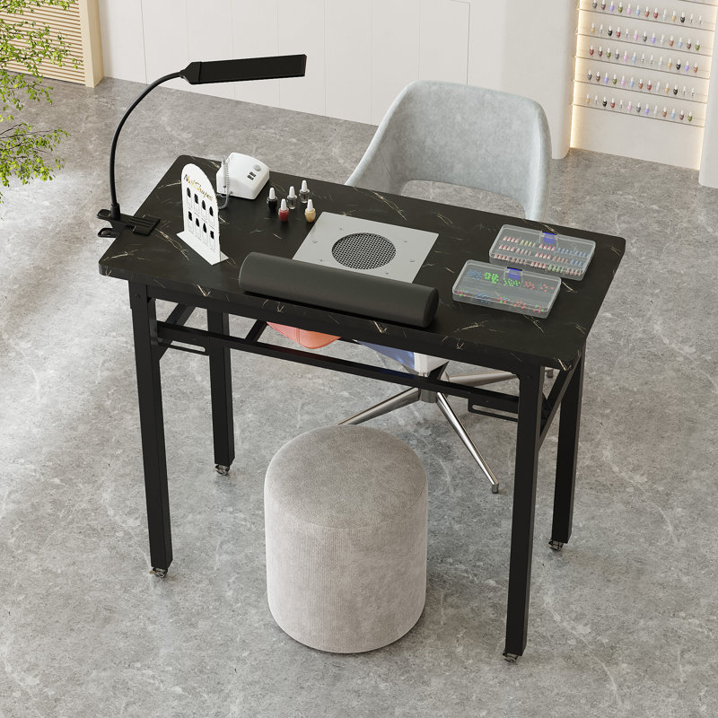 Table à clous pliable Kylan Professional avec structure en métal, dépoussiéreur, coussin de poignet, lampe à DEL et accessoires de rangement