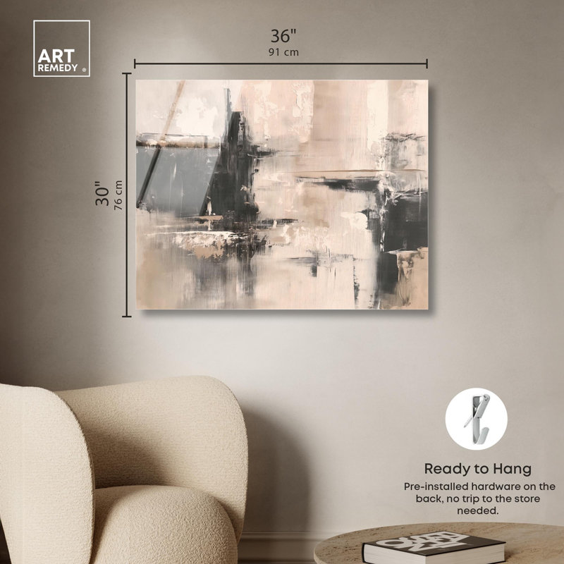 «Grainy Wall Echoes I», reproduction d'art acrylique par Art Remedy, H 30 po x l 36 po