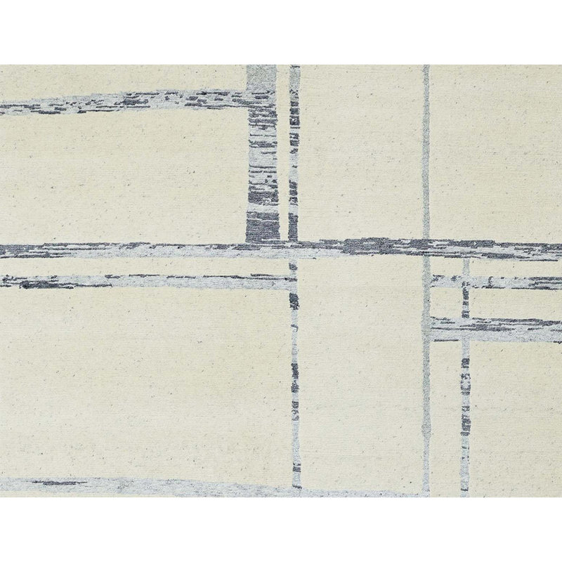 Hand Knotted Geometric Area Rug, Rectangle 8' x 10'