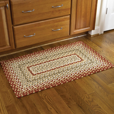 Tapis en coton tressé bourgogne/blanc fait main