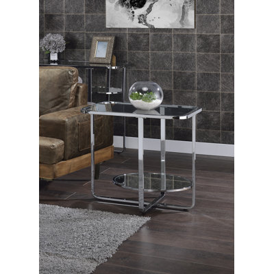 Table de bout, chrome et verre